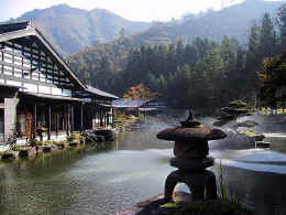 Ryokan and pond