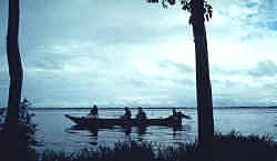 Canoe floating on Amazon