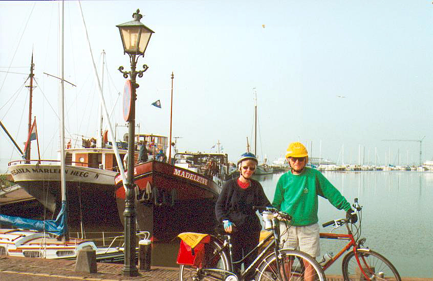 Madeleine and bikers, Volendam, Holland
