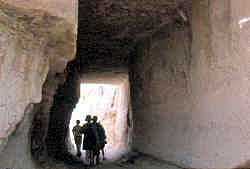 Hiking in Cappadocia, ancient hand hewn tunnel